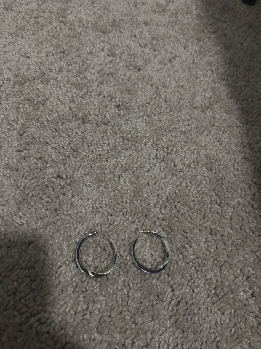 Polished Silver Twisted Hoop Earrings for Women